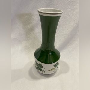 1877 GDR porcelain green and white vase with grape vines along the bottom
